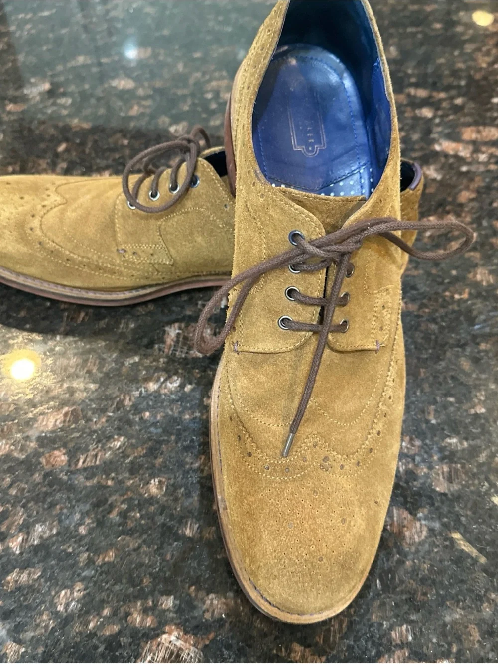 Ted Baker Men's Suede Wingtip Oxford Shoes - Brown Size 12